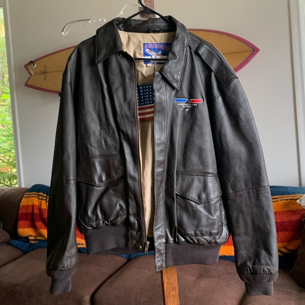 New Leather flight school bomber